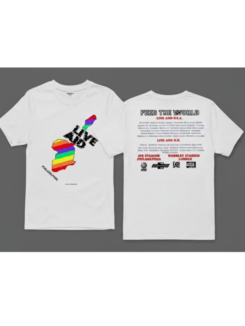 Vintage Live Aid 1985 Feed The World Concert Tee Retro Band Tour Shirt